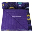 thumbnail image 4 of ColorFull House Indian Kantha Quilt, Purple Floral Pattern, Cotton Throw Blanket Size ( Single 60" x 90" ), 4 of 5