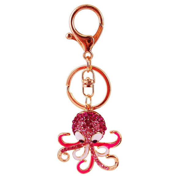 Rhinestone Octopus Keychain for Car Keys, Wallet, Handbag – Alloy Pendant Bag Charm, Dazzling Accessory for Women & Girls