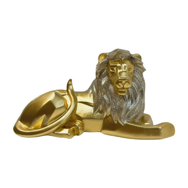 Escultura de adorno de león, regalos presentes, estatuilla decorativa de resina de arte moderno, estatua para cocinas, sala de estar, estantería para dorado