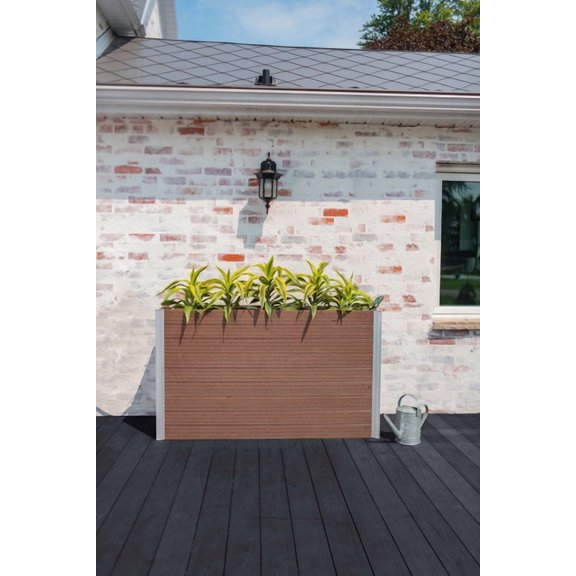Vita Urbana 57 in L x 16 in W x 33 H Large Vinyl Parklette Planter, Espresso Brown, VT17513