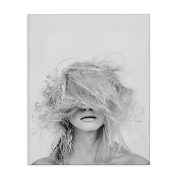 Stupell Industries Art Deco Fashion Model Wild Hair Makeover Black and White Portrait Canvas Art, 16 x 20, by Design Fabrikken