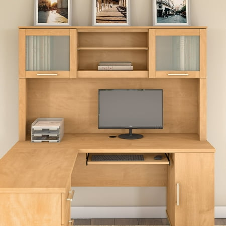 Bush Furniture Somerset 60w Hutch For L Shaped Desk In Maple Cross