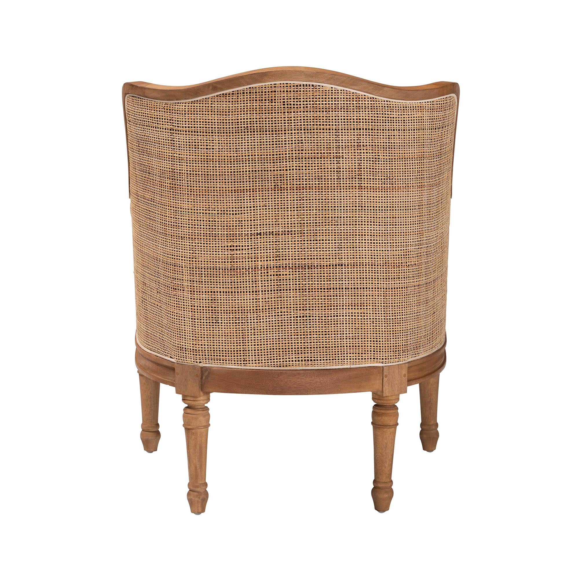 bali & pari Elizette Rattan and Bayur Wood French Provincial Accent Chair, Honey Oak