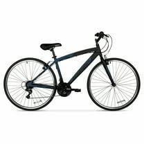 Hyper Brand Bicycle 700c Men's Spin Fit Hybrid Bike, Black and Blue, Adults