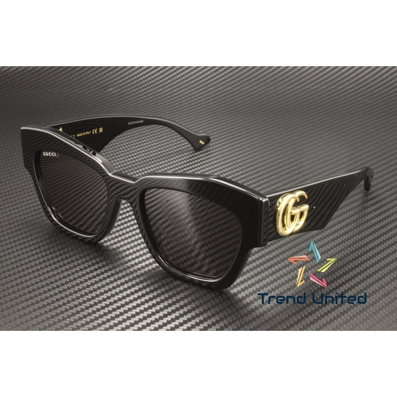 GUCCI GG1422S 001 Cat Eye Recycled Acetate Black Grey 55 mm Women's Sunglasses