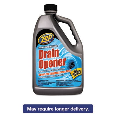 Zep Commercial EPRDO128 Maximum Strength Drain Opener, 128 oz, Bottle, Clear, Liquid
