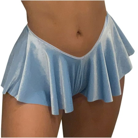 Ladies  Underwear Short Skirt  Low Waist  Solid Color  Soft Fabric  Comfortable Fit  Everyday Wear  Breathable  Seamless  S/M/L  Undergarment  Clearance Plus Size Womens Clothing | Light Blue 2XL