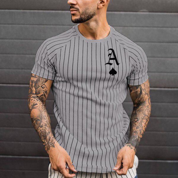 Camiseta de verano 2021 para hombre, camiseta de cuello redondo de estilo callejero para hombre, camiseta de manga corta con estampado de póker a la moda, camiseta con estampado de rayas de cebra Tan Jianjun unisex