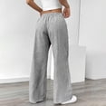 thumbnail image 4 of Womens Striped Cotton Linen Pants Low Rise Wide Leg Trendy Drawstring Elastic Waist Casual Trouser With Pockets, 4 of 7
