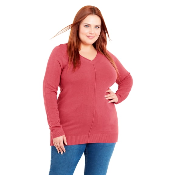 Avenue Women's Plus Size V Neck Sweater