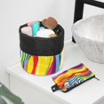 thumbnail image 6 of PhooArto Drawstring Cosmetic Bag, Barrel Shaped Portable Travel Makeup Bags, Zebra Rainbow Print Large Capacity Waterproof Multifunctional Bucket Toiletry Bag, 6 of 6