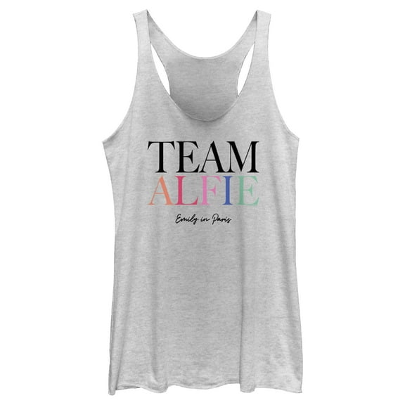 Women's Emily in Paris Team Alfie Racerback Tank Top White Heather X Large