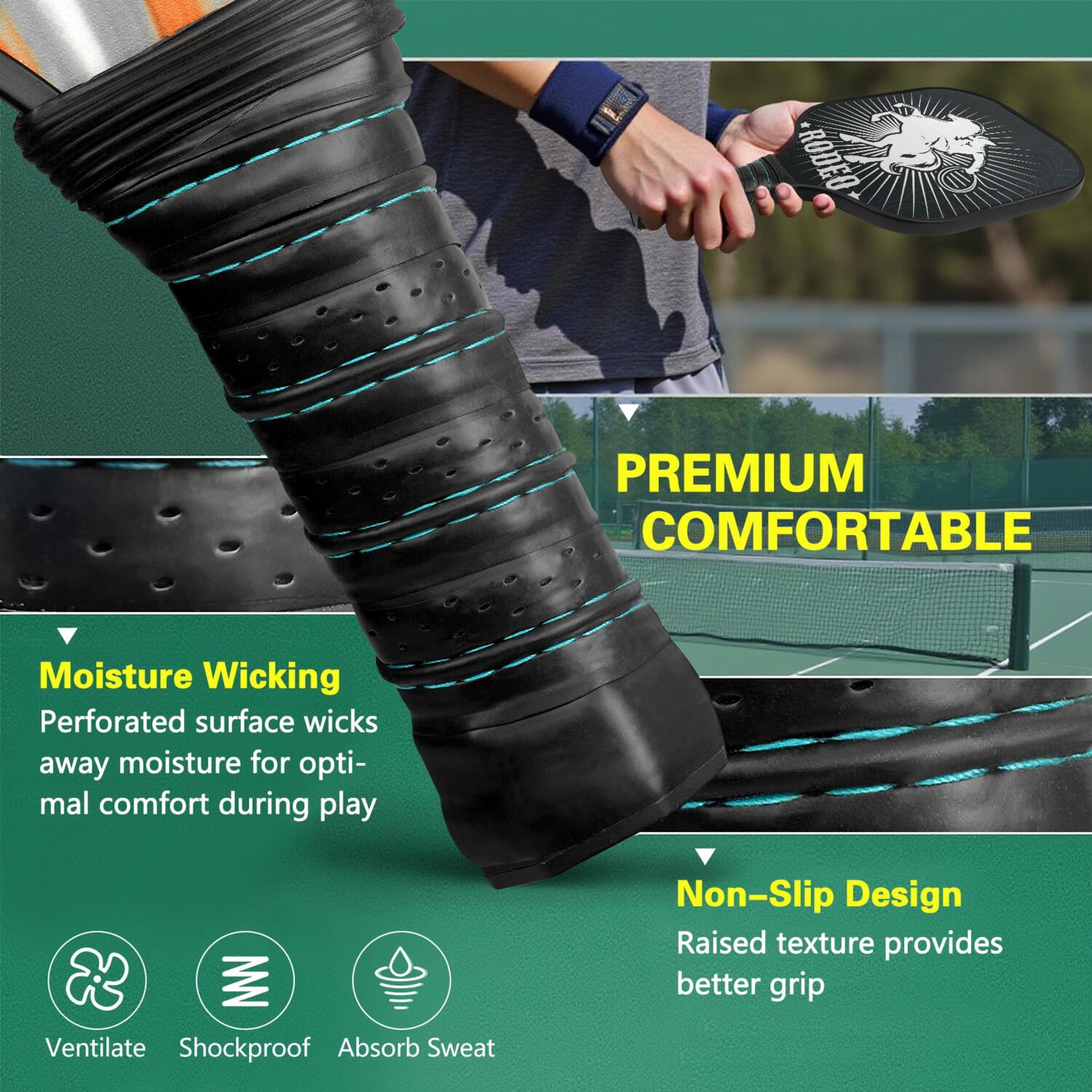 Pickleball Paddles Set Of 1, Fiberglass Surface, West & Cowboy Print, 1 Paddle, 2 Balls & Bag