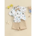 thumbnail image 4 of Yunliwuli Toddler Boy Gentleman Outfit Ocean Print Short Sleeves Shirt with Bow Tie and Shorts Set for Formal Wear, 4 of 10