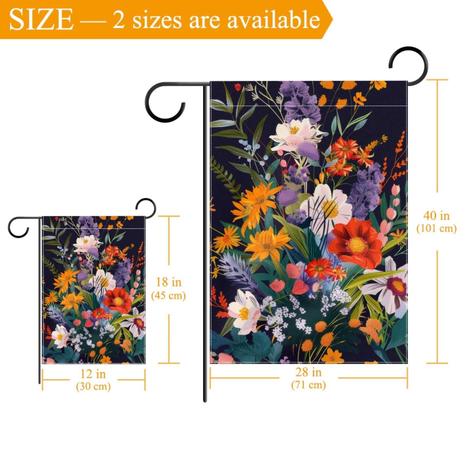 Welcome Wild Meadow Florals Flower Bouquet Garden Flag, Vertical Double Sided Small House Flag, Yard Farmhouse Outdoor Deck Veranda Lawn Decor 28x40 Inch