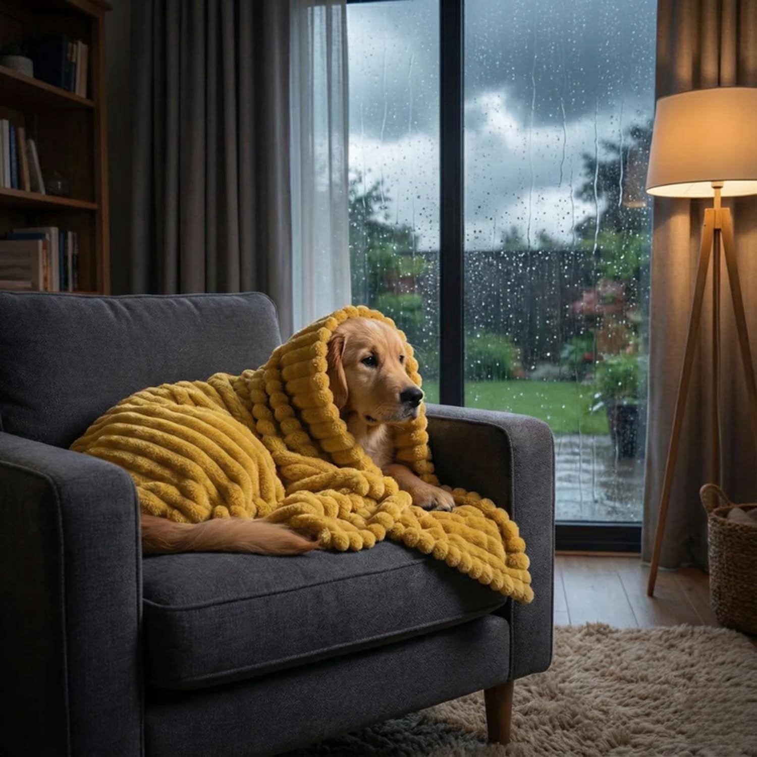 Lethargic Emotional Support Blanket for Dogs, 150*200cm Polyester Fleece Pet Blanket with Soft Calming Surface for Nesting, Crate, Sofa and Everyday Indoor Use