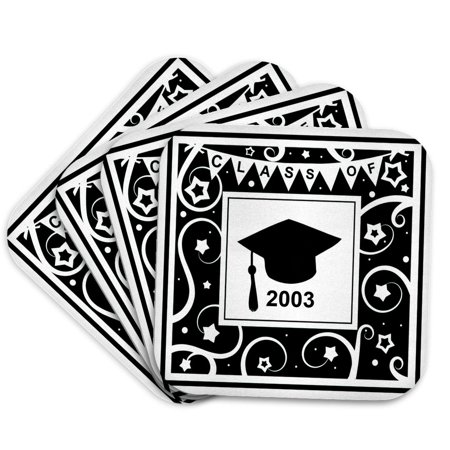 3drose, Class of 2003 Graduates University High School College Reunion Party, Set of 4 Coasters - Cork