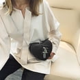 thumbnail image 1 of Moda sólido PU mujer bolso amor forma cadena bandolera bolso monedero (negro), 1 of 6