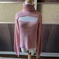 thumbnail image 4 of VNKIDY Women Turtleneck Sweater Solid Color Turtleneck Sweater Soft Ribbed Knit Puff Long Sleeve Fitted Top For Daily Wear Cozy Knitwear, 4 of 4