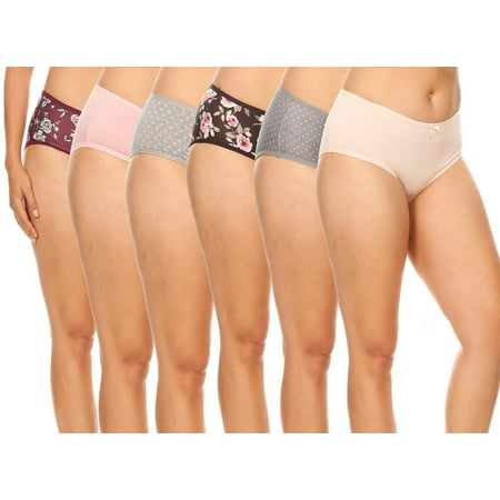 122-23 Women Underwear Full Figure Panty Bikini 6 Color Pack Plus
