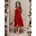 thumbnail image 3 of Drtj Kids A-Line Halter Neck Chiffon Junior Bridesmaid Dresses Fancy Girl Dress Wedding Elegant Party Gown, 3 of 7