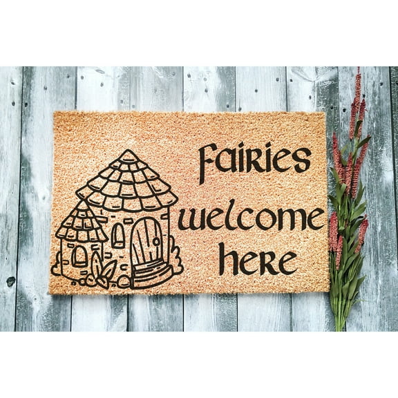 Doormat Fairies Welcome Closing Gift First House Gift Outside Funny Do (18" x 30") #5185
