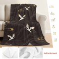 thumbnail image 5 of Japanese Style Blanket Soft Cozy Warm Twin Blanket for Bed, Plush Fuzzy Flannel Fleece Blankets for Sofa, Vintage Cranes Ocean Wave Black Grey Throw Blankets for Couch, Gifts for Men, 60"x80", 5 of 9