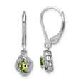 thumbnail image 1 of 925 Sterling Silver Diamond Peridot Earrings Drop Dangle Birthstone August, 1 of 6