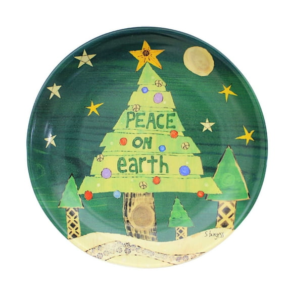 Tabletop Peace Tree Appetizer Plate Stoneware Izzy & Oliver Christmas 6011342