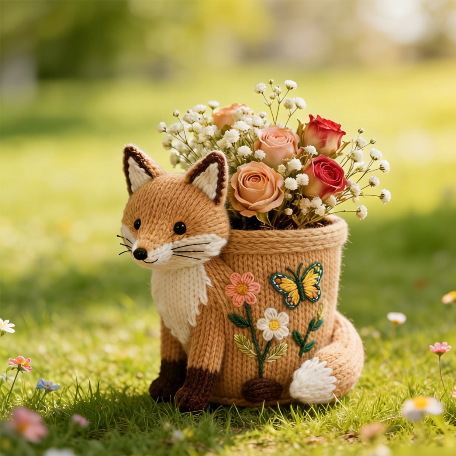 2 Pcs Knitted Fox & Bear Flower Pot Silicone Resin Mold, 3D Cute Animal Shaped Mold for Concrete Cement Plaster Clay, DIY Planter Storage Jar Epoxy Mold for Home Decor Craft