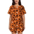 thumbnail image 1 of Balery Retro Halloween Conjunto de Pijama para Mujer con Estampado, Dos Piezas de Manga Corta y Shorts, Ropa de Dormir Suave con Cuello Redondo y Bolsillos-X-Large, 1 of 6