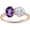 Rose, variant on 925 Sterling Silver 14K Rose Gold Plating Amethyst Oval Shape & Round Cut White Diamond Toi Et Moi 2-Stone Promise Wedding Engagement Ring For Women