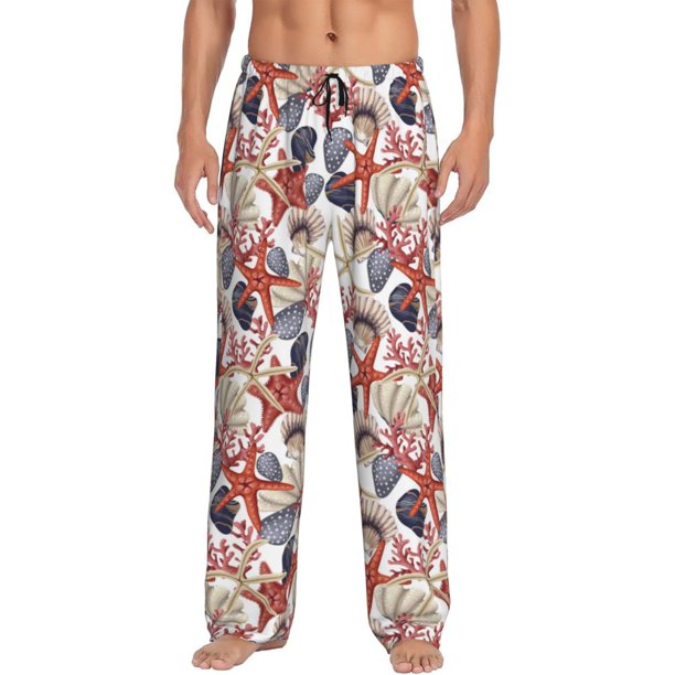 Balery Starfish Shell Pantalones de pijama para hombre, pijama ultraligero, pantalón de descanso-3X-Large