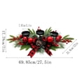 thumbnail image 3 of 30-Inch Artificial Christmas Table Centerpiece with Red Ornaments and Candle Holder, Elegant Holiday Table Decor for Dining Room, Winter Party Decoration, 1Pack A, 3 of 7