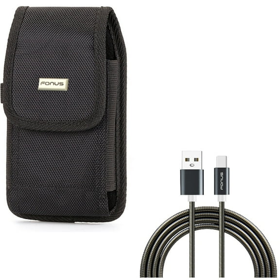 Case Belt Clip   Metal USB Cable for Motorola One 5G Ace Phone - Rugged Holster Canvas Cover and  3ft Type-C Charger Cord Power Combo for Motorola One 5G Ace