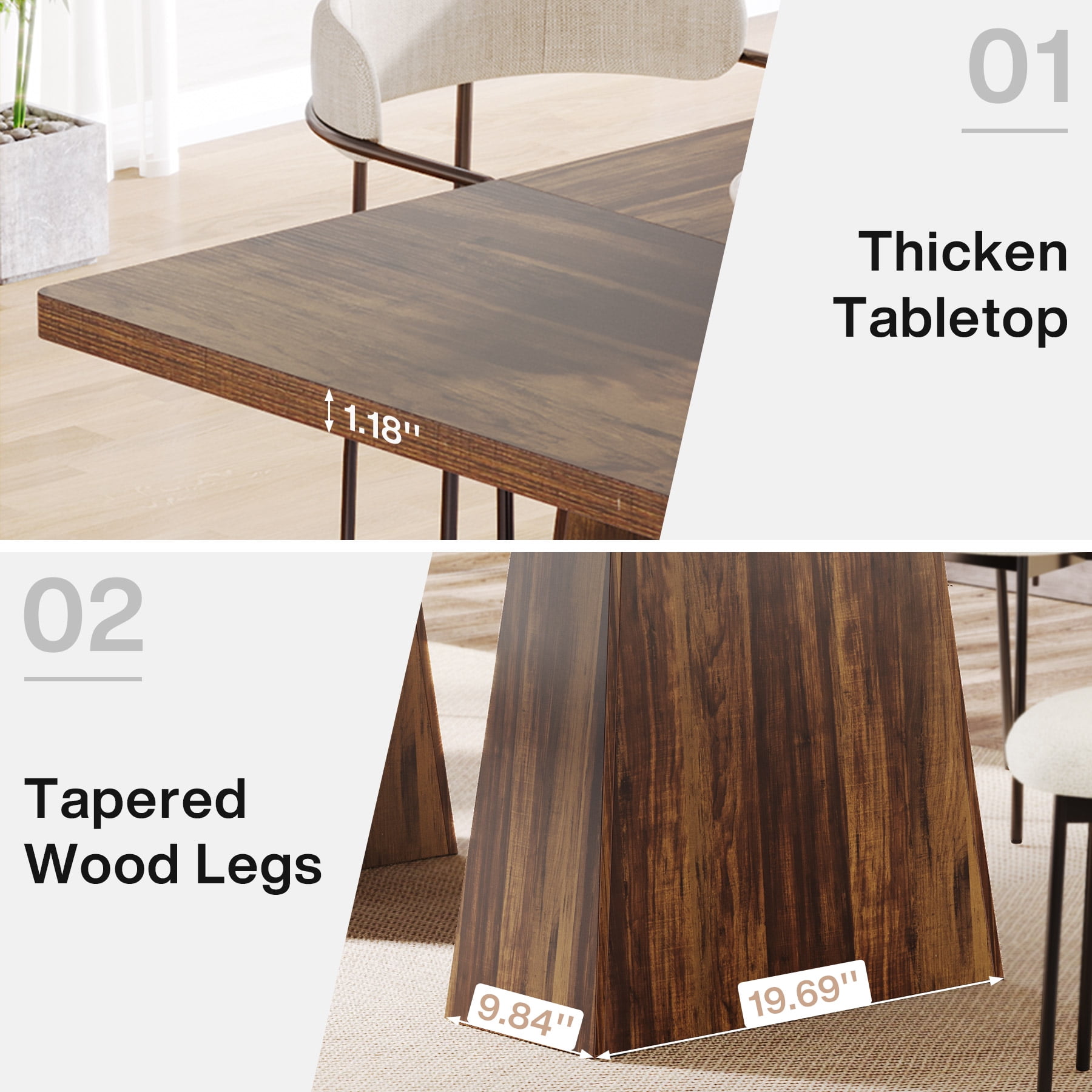 Fnova 63" Executive Desk, Dining Table for 6 People, Modern Farmhouse Wooden Kitchen Table, Large Office Computer Desk for Home Office (Chairs Not Included)