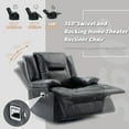 thumbnail image 3 of Euroco 2 Seater Home Theater Recliner Manual Recliner Chair with a LED Light Strip Two Cup Holders and a Storage Box for Living Room,Bedroom, Black, 3 of 9