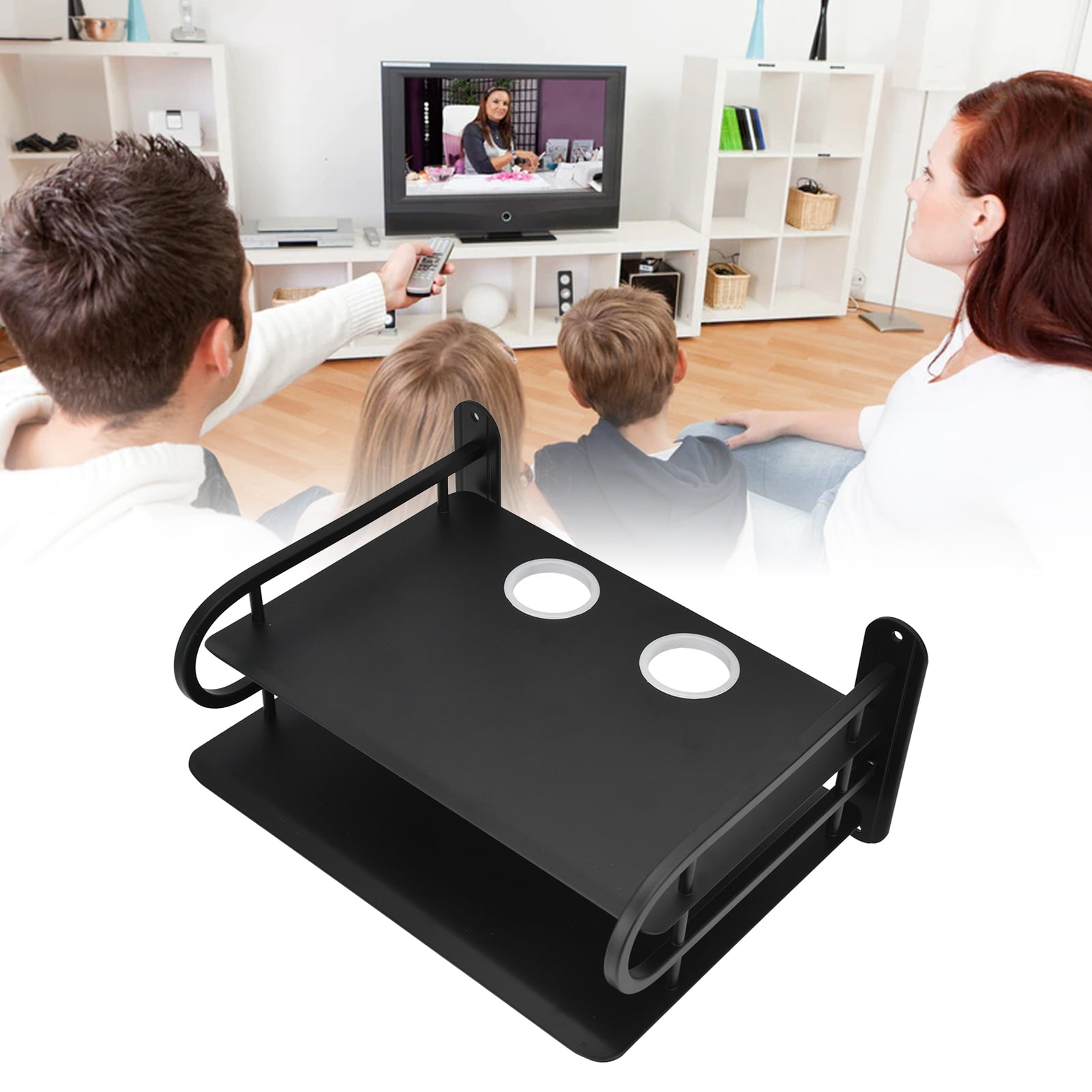 Loewten Cable Box Shelf,TV Box Shelf,Double Layer Floating Wall Shelf