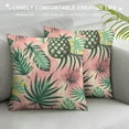thumbnail image 3 of GOSMITH Tropical Leaves Throw Pillow Covers Pillowcases Hibiscus Flower Pineapple Decorative Square Pillow Case Cushion Covers for Sofa Couch Outdoor Bed Pillow Protectors, 3 of 5