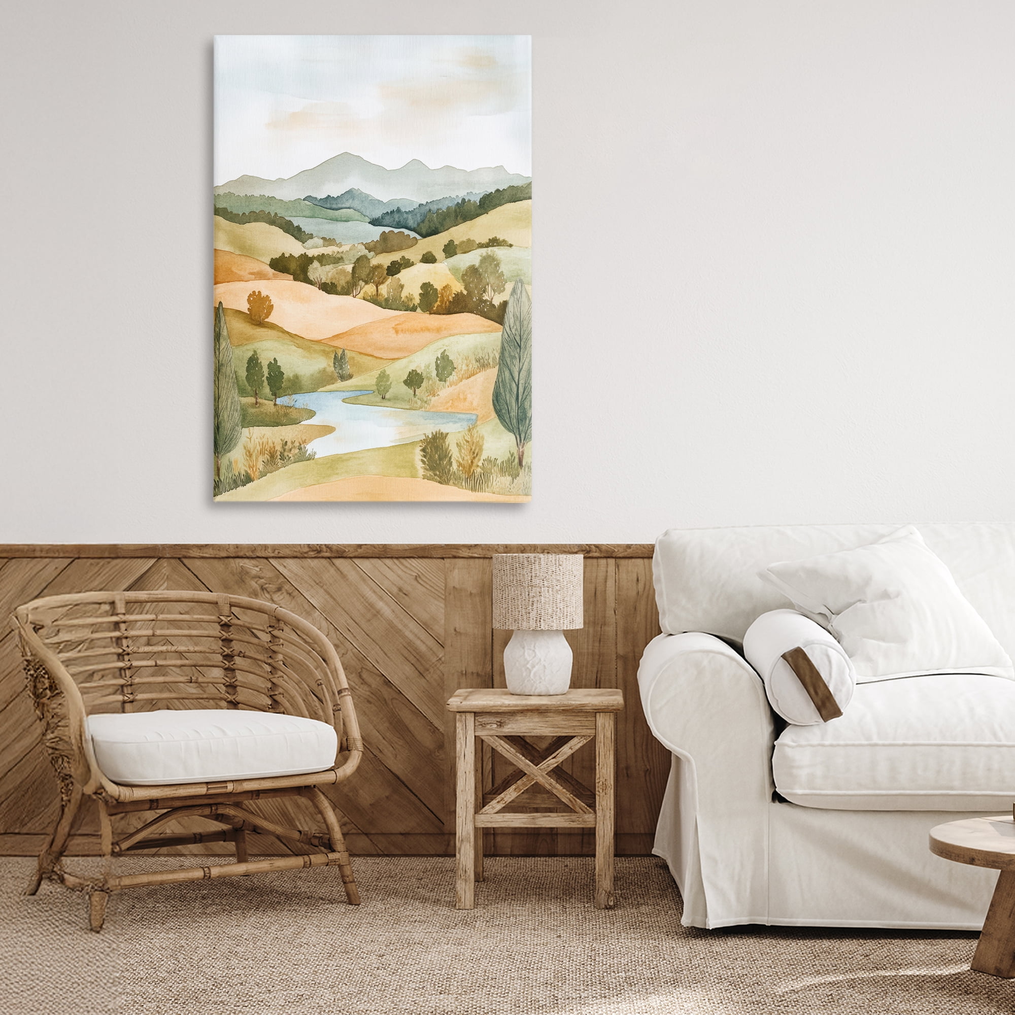 Stupell Industries Watercolor Hills & Tranquil Valley Canvas Wall Art, design by Petal Prints Design