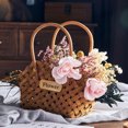 thumbnail image 6 of Picnic Storage Bag Vine Flower Basket Bamboo Weaving Fake Flowers Country Style Japanese-style Durable Flexible Baskets, 6 of 12