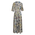 thumbnail image 3 of WILLBEST Vestido De Verano Para Mujer, Estampado Floral, Cuello En V, Maxivestido Informal De Verano Para Playa, Vacaciones, Bohemio, Vestido Largo Con Cómodo Y Transpirable. En La Cintura Para Viajar, 3 of 3