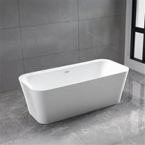 Bellaterra Home BA6860 67 in. Freestanding Acrylic Deep Soaking Corner Bathtub, Glossy White -77 gal