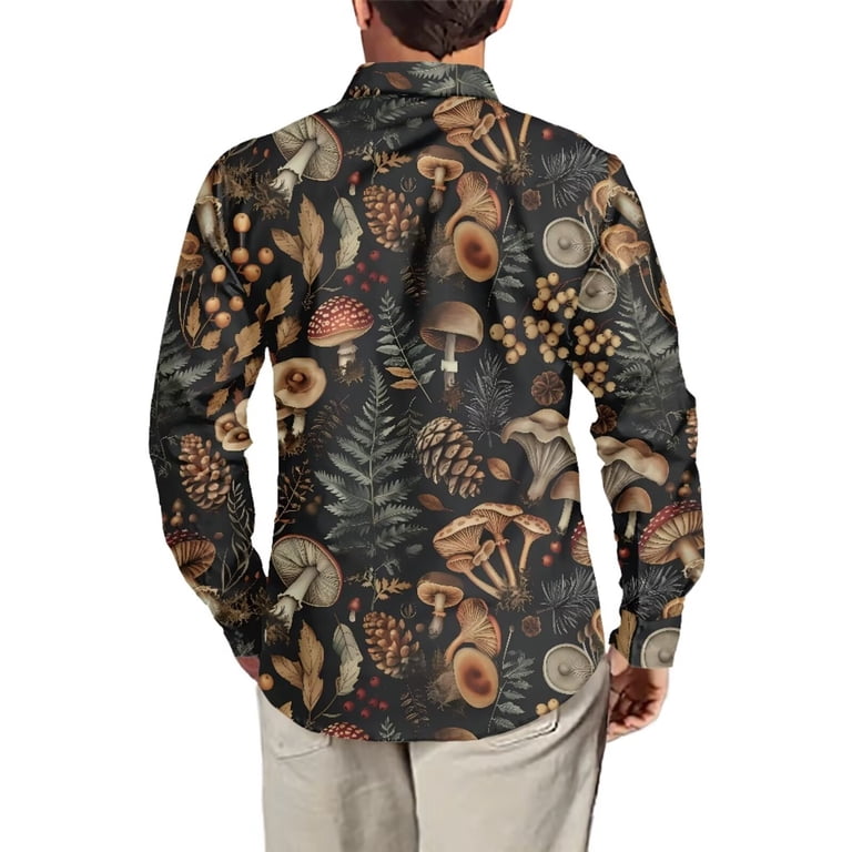 mushroom dress shirt Le mushroom" hand embroidered shirt