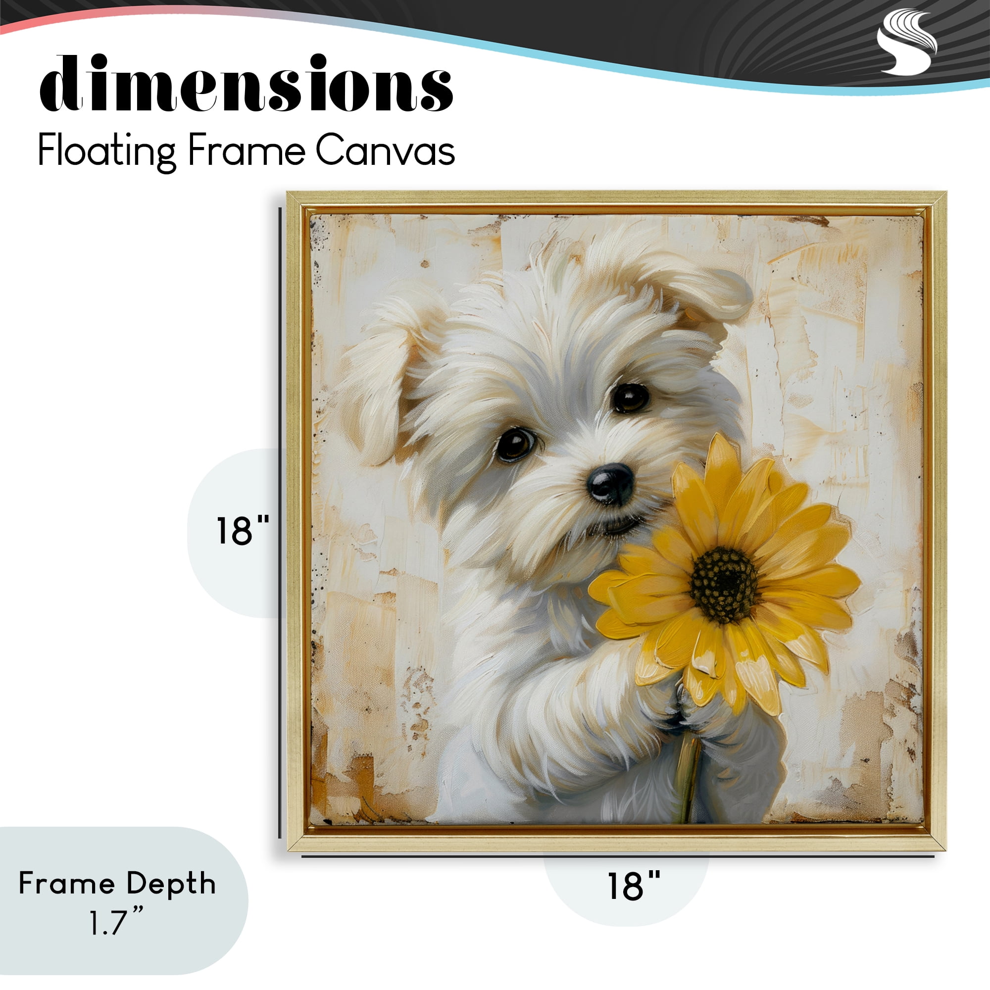 Stupell Industries Little Lucky Puppy Gold Framed Floater Canvas Wall Art, design by Tina LeCour