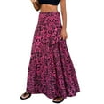 thumbnail image 2 of Maxi Skirts for Women Summer Elastic High Waist Boho Long Skirt Casual Comfortable Pleated Womens A Line Skirt Hot Pink L, 2 of 8