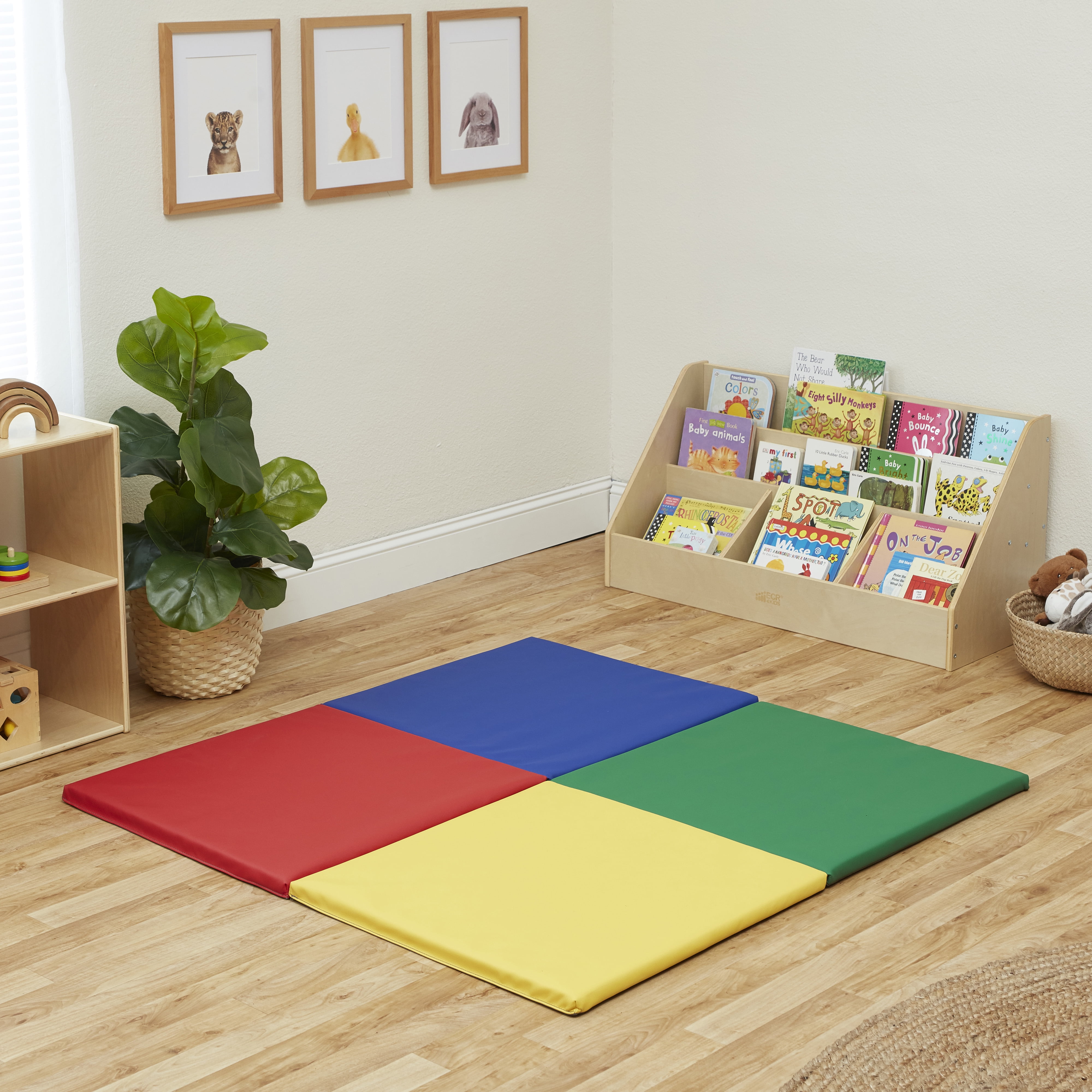 ECR4Kids SoftZone Quad Fold-N-Go Activity Play Mat, 48in Square, Baby Essentials, Assorted
