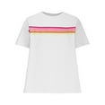 thumbnail image 4 of XFLWAM Womens Summer Tops Casual Color Block Striped Short Sleeve Shirts Crewneck T Shirts Loose Basic Tee Blouses, 4 of 5