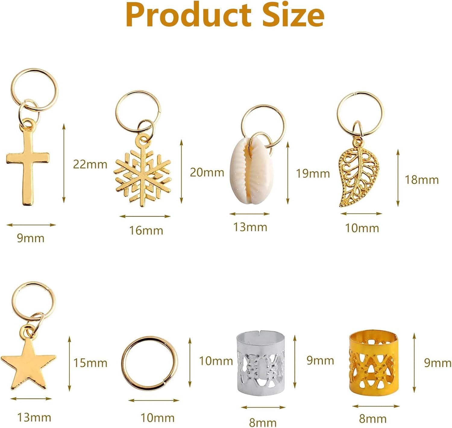 ZYNERY Hair Braid Rings Hair Cuffs Set, 150 Pieces Metal Hair Jewelry Pendant Rings Charm Hair Clip Braiding Circle, Dreadlocks Hair Accessories/Decoration for Woman and Man (Gold & Silver)