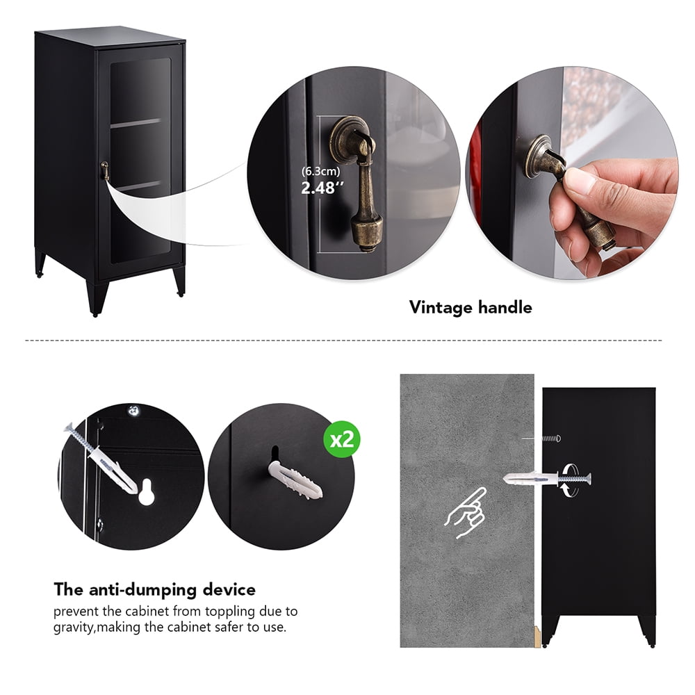 Private Jungle Freestanding Metal Storage Cabinet with 2 Adjustable Shelves and Locking Doors Private Jungle Freestanding Metal Storage Cabinet with 2 Adjustable Shelves and Locking Doors